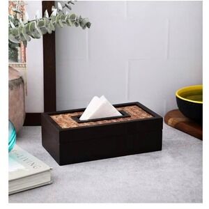 VarEesha Handmade Hand‎ Crafted Bamboo Base Wooden Tissue Box for Dining Table